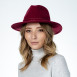 Шляпа федора женская с ремешком фетр бордовая МЕДОУ 574-342, фото 5