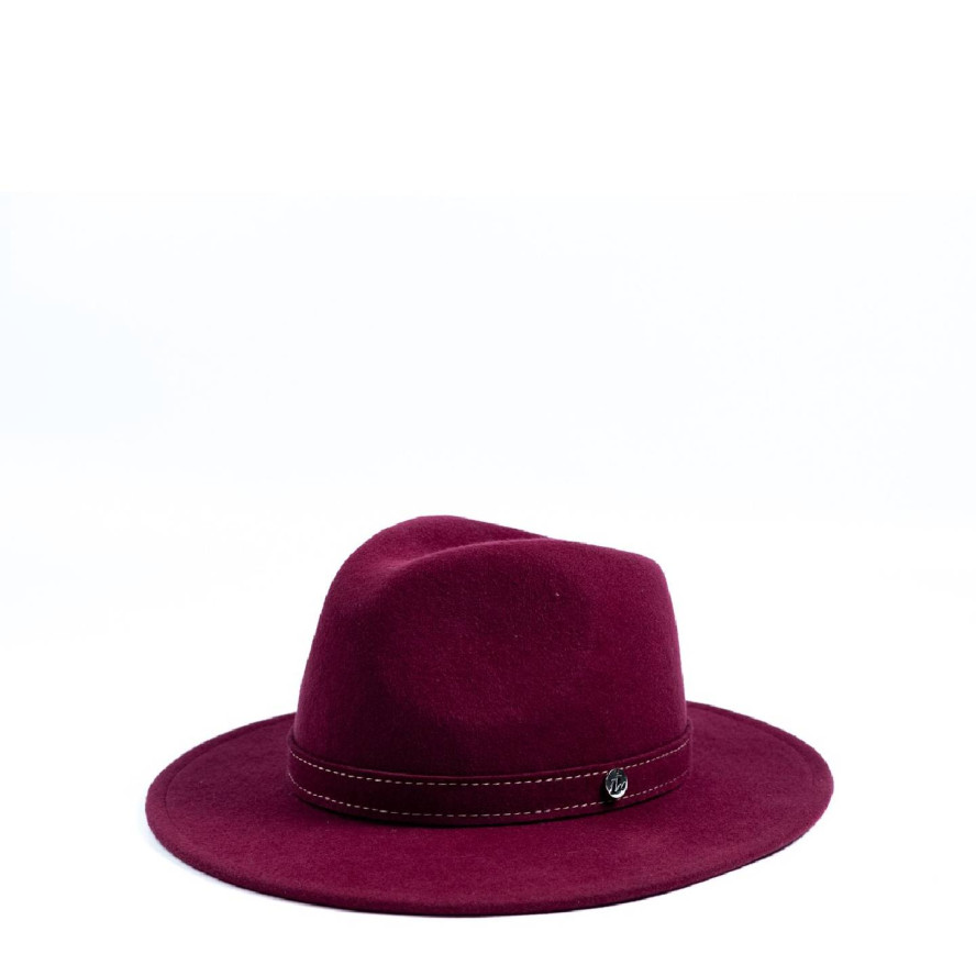 Шляпа федора женская с ремешком фетр бордовая МЕДОУ 574-342, фото 1