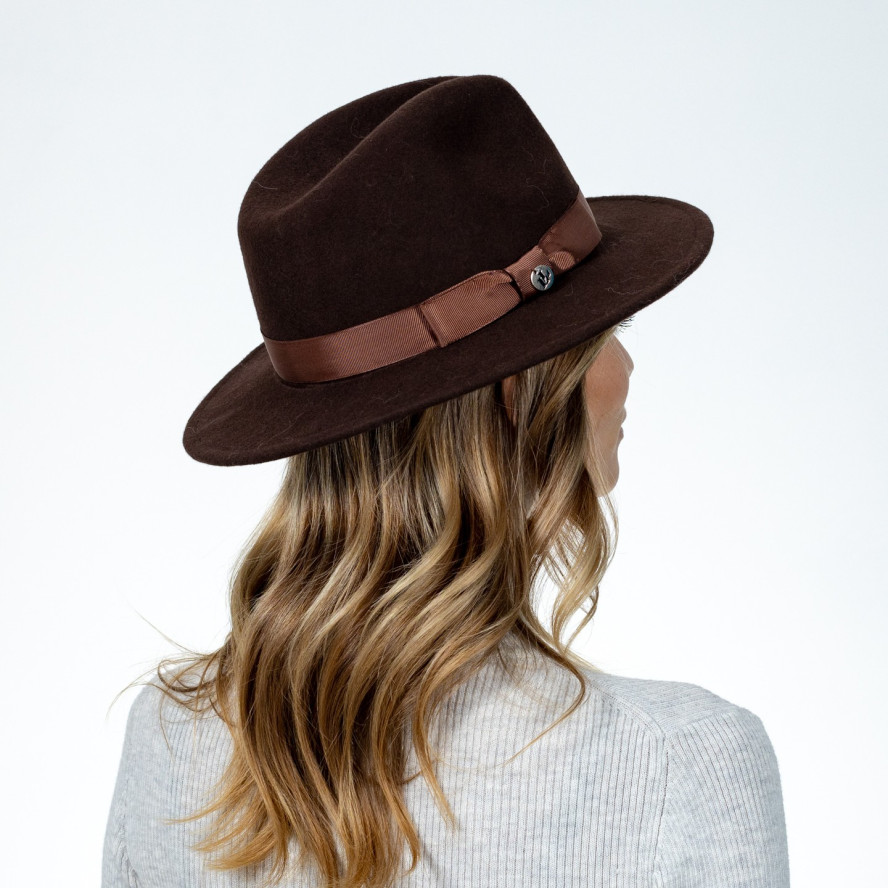Капелюх федора жіночий зі стрічкою фетр коричневий ТВІТТІ 574-366, фото 6