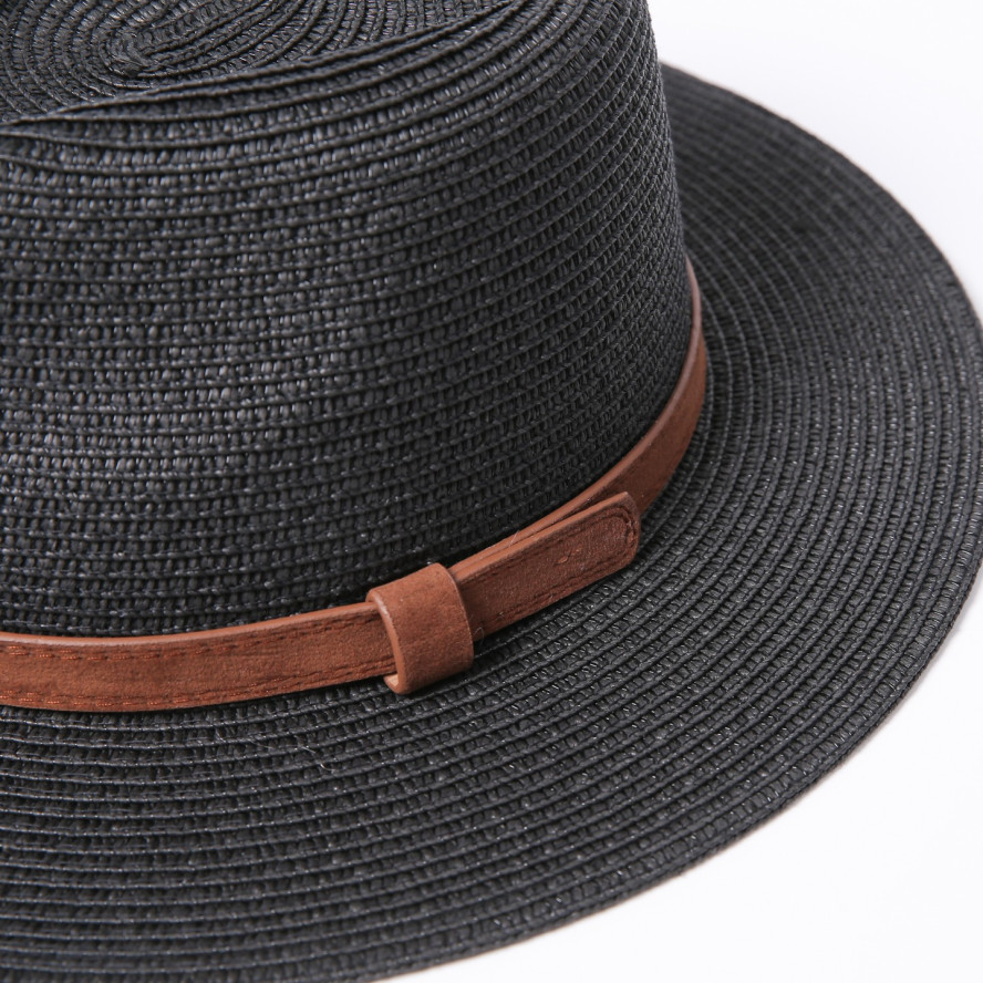 Шляпа федора мужская с ремешком бумага черная АДЕЛИН 733-640, фото 3