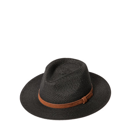 Капелюх федора чоловічий з ремінцем папір чорний АДЕЛІН 733-640