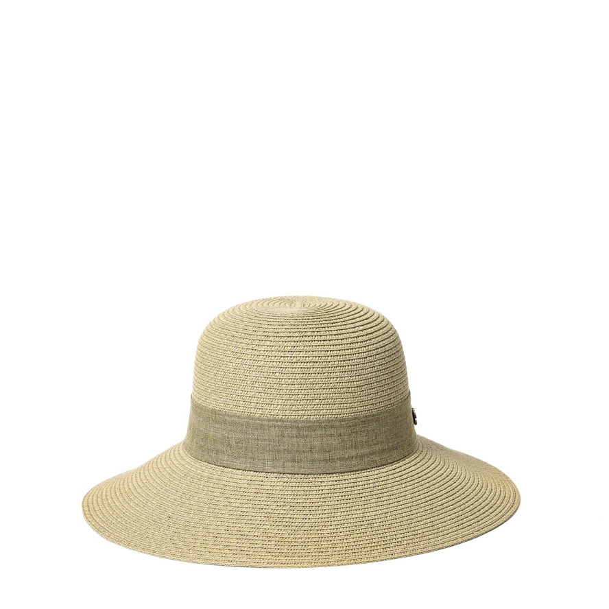 Шляпа со средними полями женская с лентой-бантом бумага хаки MONIKA 733-657, фото 2