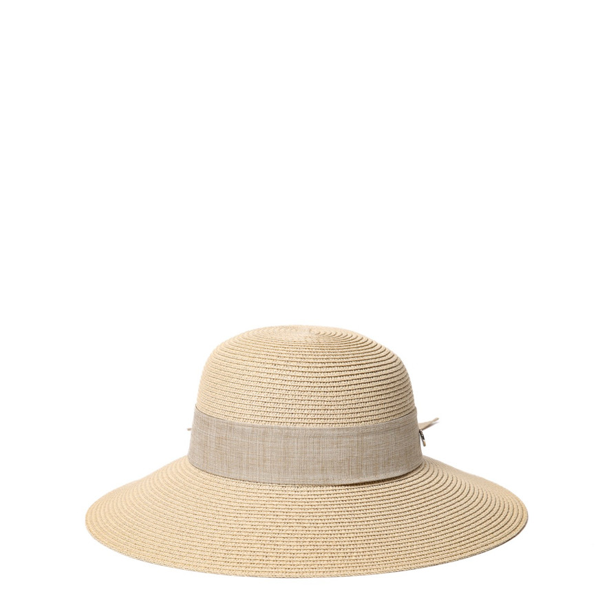 Шляпа со средними полями женская с лентой-бантом бумага бежевая MONIKA 733-664, фото 2