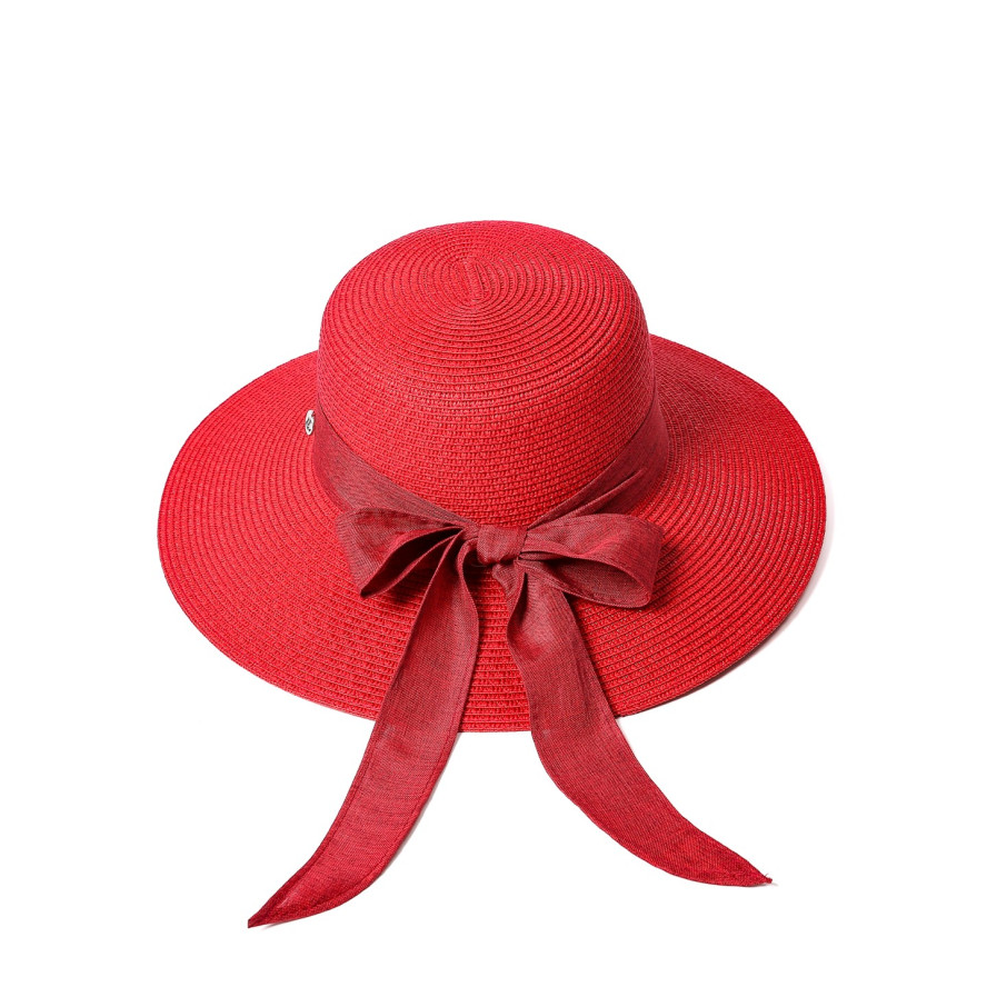 Шляпа со средними полями женская с лентой-бантом бумага красная MONIKA 733-688, фото 3