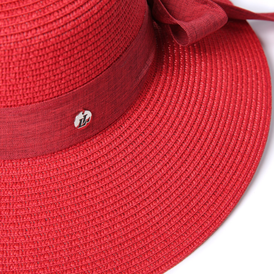 Шляпа со средними полями женская с лентой-бантом бумага красная MONIKA 733-688, фото 4