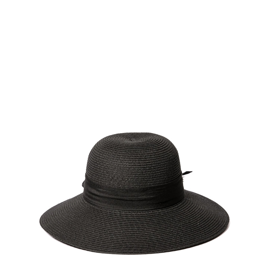 Шляпа со средними полями женская с лентой-бантом бумага черная MONIKA 733-695, фото 2