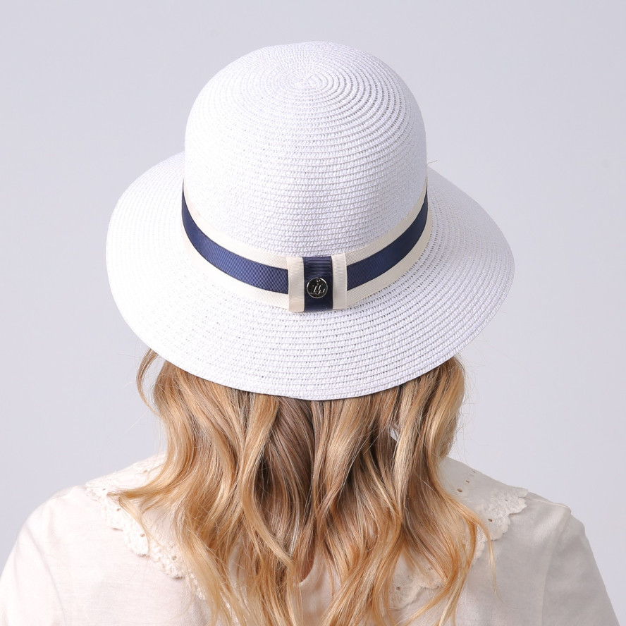 Капелюх із середніми полями жіночий зі стрічкою папір білий ХЕДЛІ 733-749, фото 7