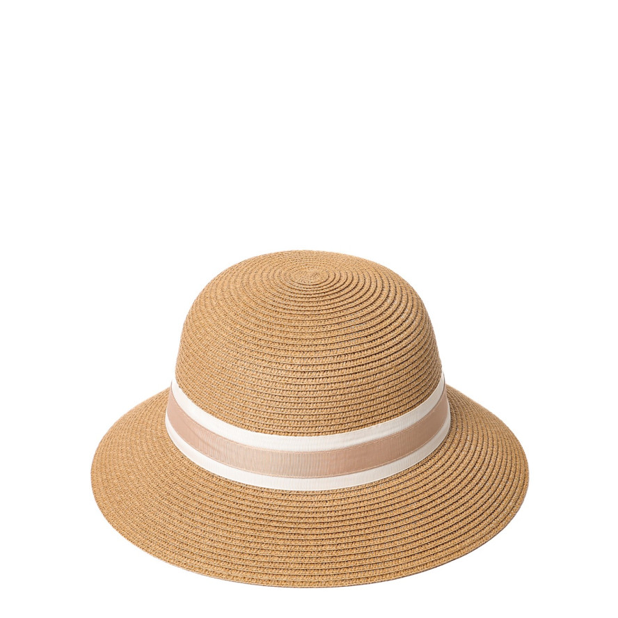 Шляпа со средними полями женская с лентой бумага бежевая ХЕДЛИ 733-770, фото 1