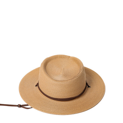 Шляпа порк-пай мужская с замшевым шнурком бумага бежевая ЕМЕРИ 734-098