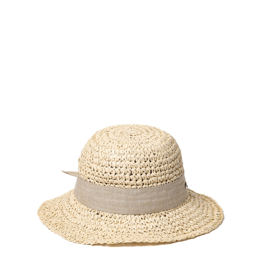 Капелюх із середніми полями жіночий в'язаний зі стрічкою-бантом папір бежевий КАТАЛІНА 734-180, фото 2