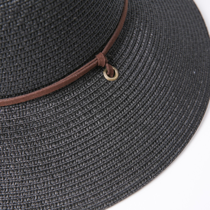 Шляпа со средними полями женская с веревкой-завязкой бумага черная ДАЛИЯ 734-340, фото 3