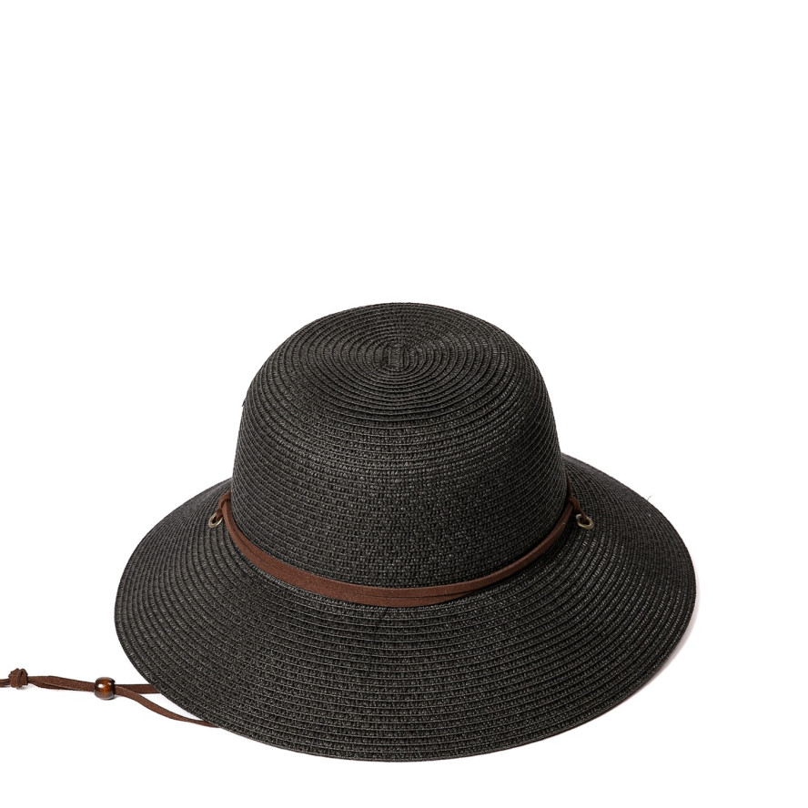 Шляпа со средними полями женская с веревкой-завязкой бумага черная ДАЛИЯ 734-340, фото 1