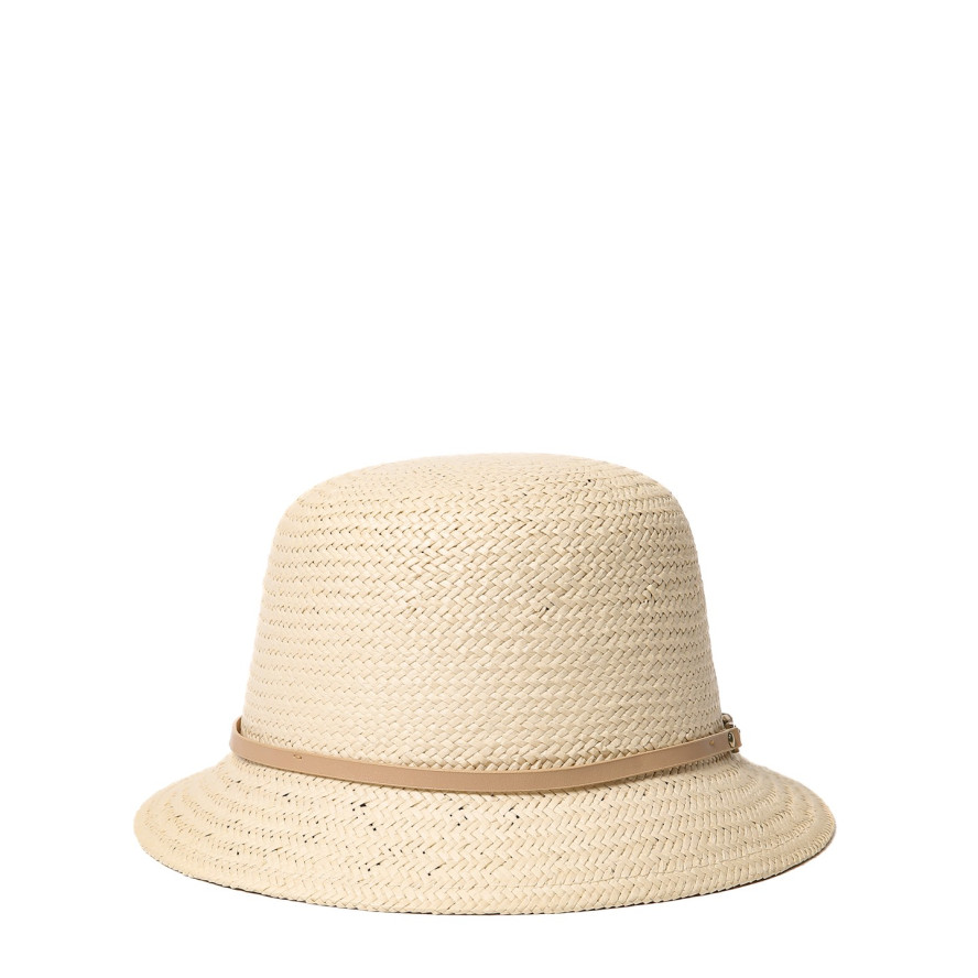 Капелюх із середніми полями жіночий з шкіряним ремінцем папір бежевий СИНТІЯ 734-418, фото 2