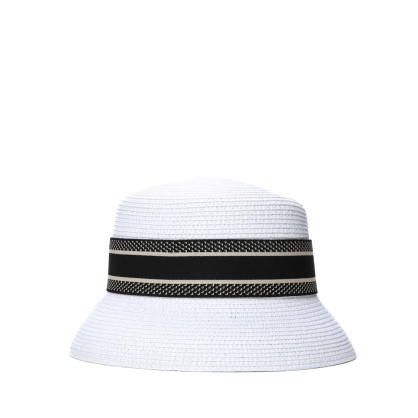 Панама жіноча зі стрічкою папір біла МЕЛІНДА 735-125 Панама жіноча зі стрічкою папір біла МЕЛІНДА 735-125