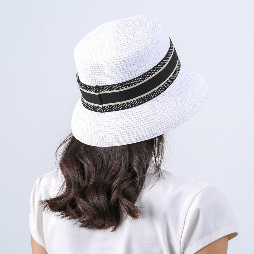 Панама жіноча зі стрічкою папір біла МЕЛІНДА 735-125, фото 4