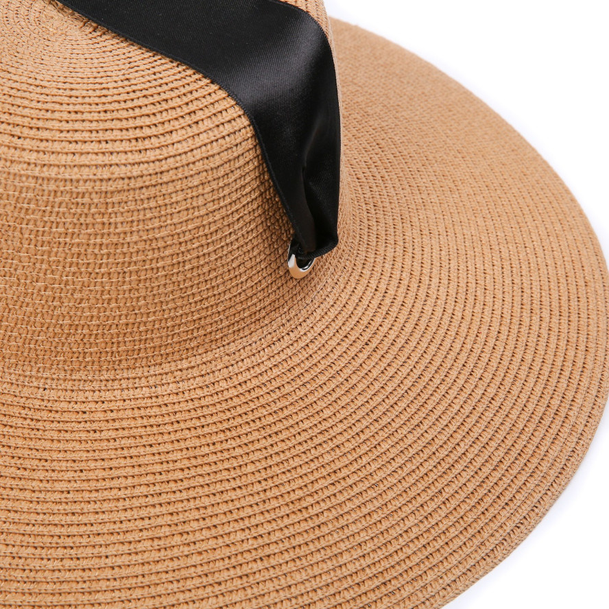 Шляпа с широкими полями женская с лентой-завязкой бумага бежевая ПЕРИС 735-170, фото 3