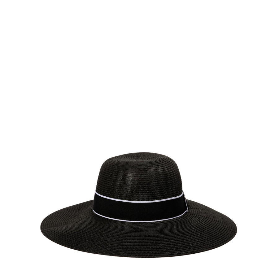 Шляпа с широкими полями женская с лентой бумага черная САБРИНА 735-200, фото 2