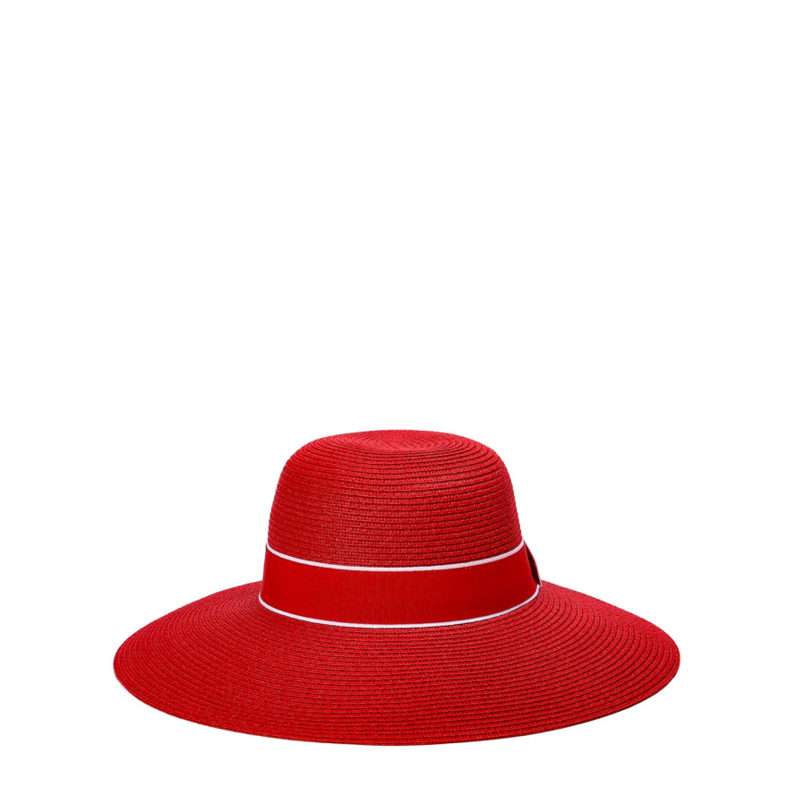 Шляпа с широкими полями женская с лентой бумага красная САБРИНА 735-217, фото 2