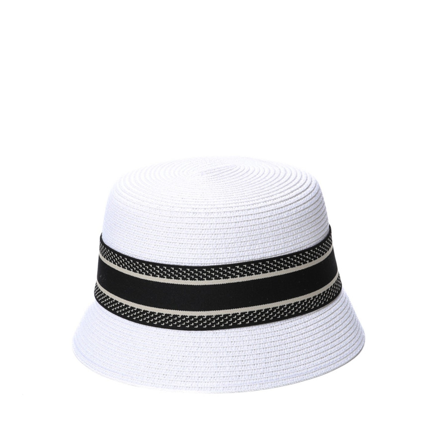 Панама женская с лентой бумага белая ЛОЛИ 803-121, фото 2