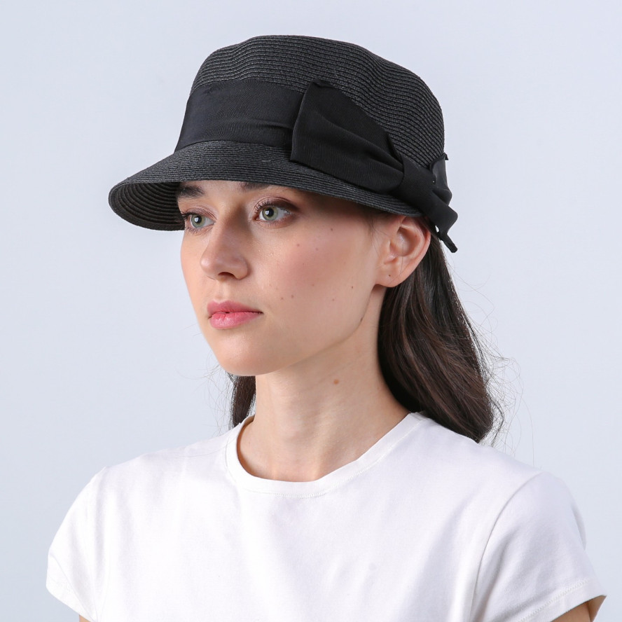 Капелюх-кепка жіночий з бантом целюлоза чорний ФАФЕ 803-145, фото 4