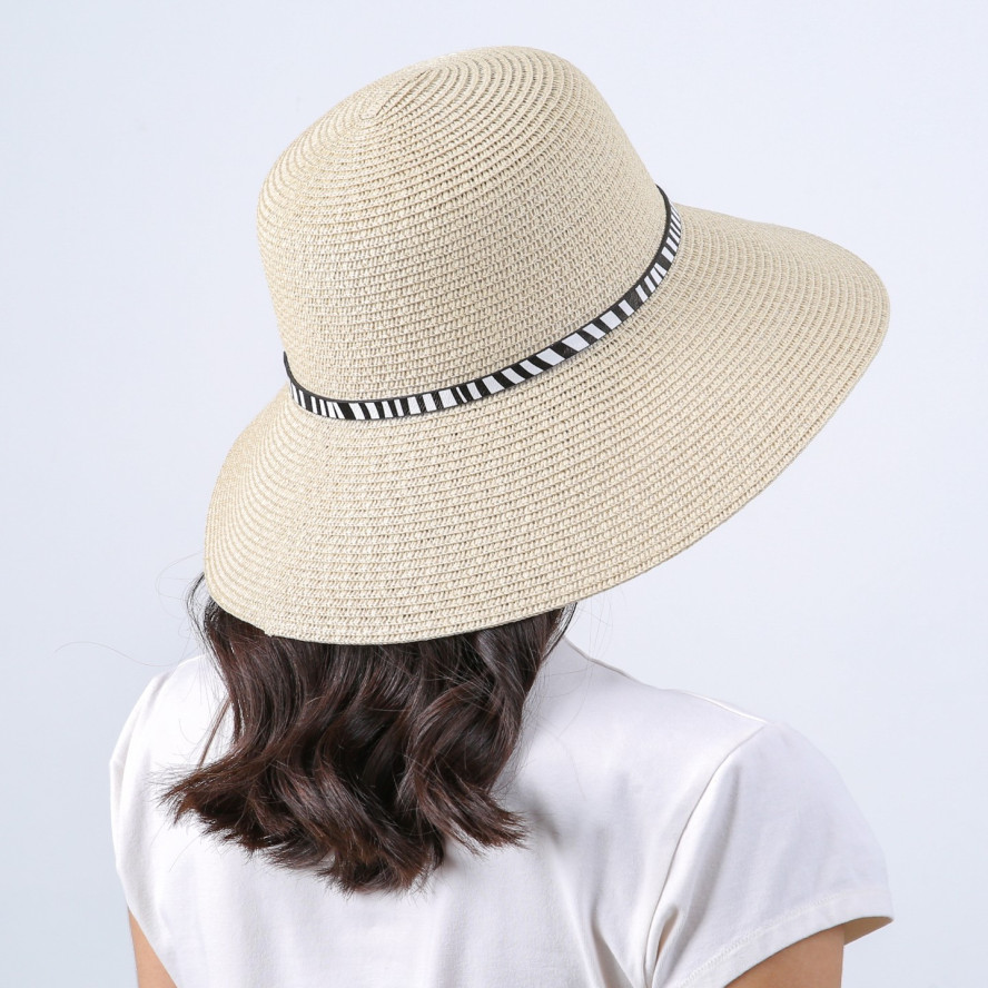 Шляпа со средними полями женская с ремешком целлюлоза бежевая АЛТА 808-270, фото 4