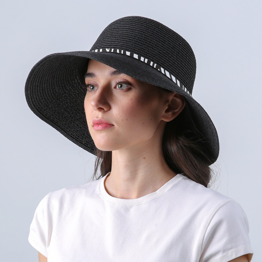 Шляпа со средними полями женская с ремешком целлюлоза черная АЛТА 808-287, фото 3