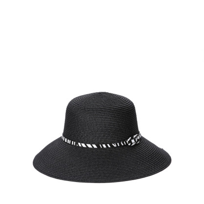 Шляпа со средними полями женская с ремешком целлюлоза черная АЛТА 808-287