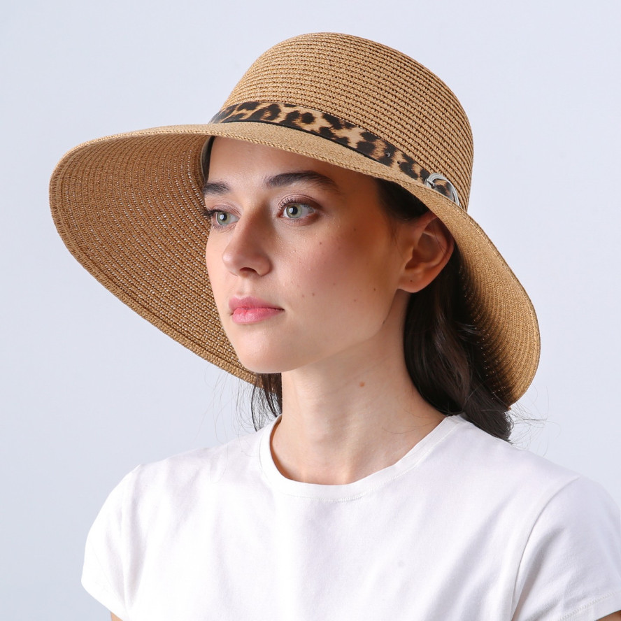 Шляпа со средними полями женская с ремешком целлюлоза бежевая АЛТА 808-300, фото 3