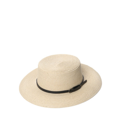 Шляпа канотье женская с ремешком целлюлоза бежевая ЭВОРА 808-324