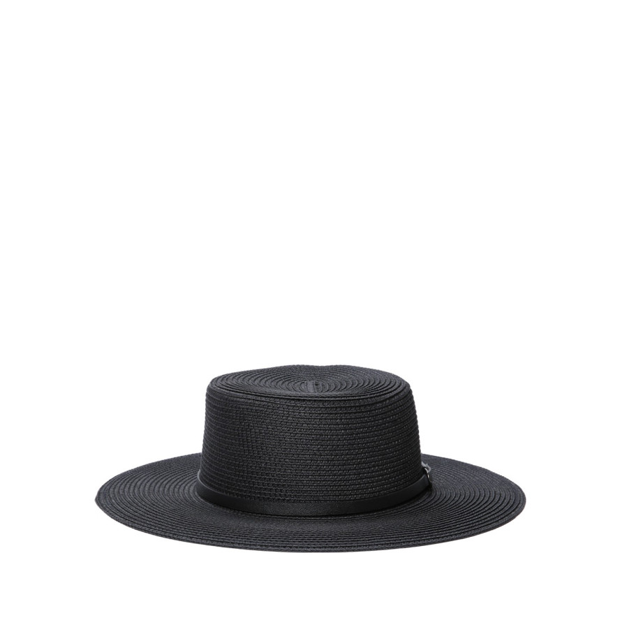 Шляпа канотье женская с ремешком целлюлоза черная ЭВОРА 808-348, фото 2