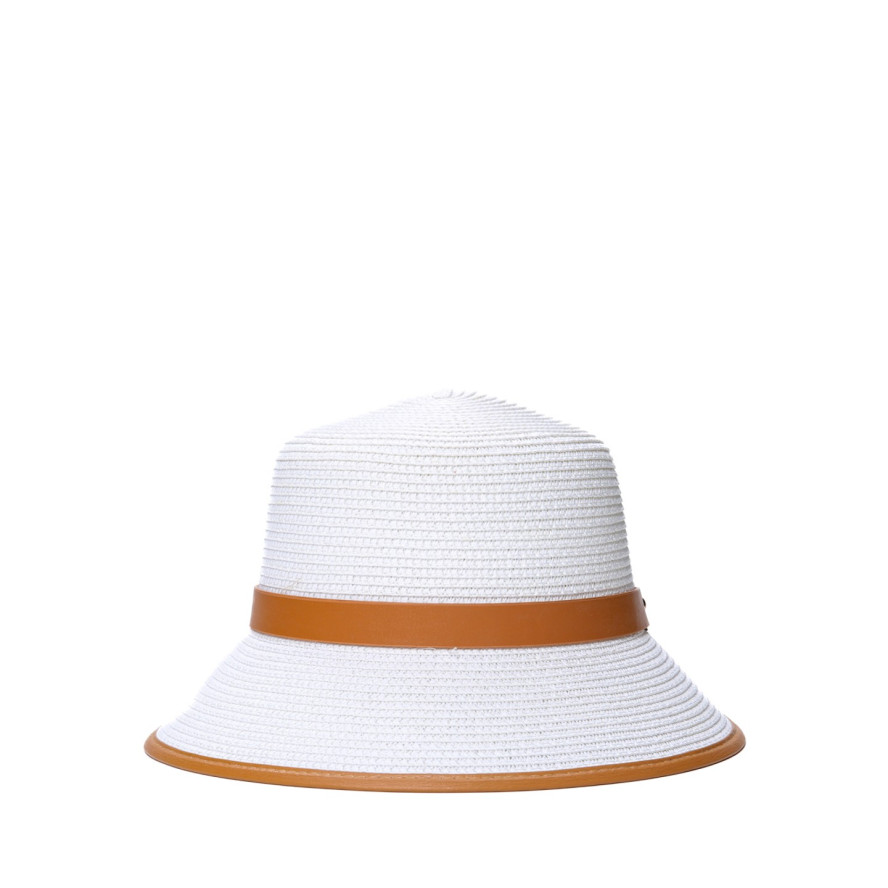 Шляпа со средними полями женская с ремешком целлюлоза белая ГОВЕЯ 808-737, фото 1