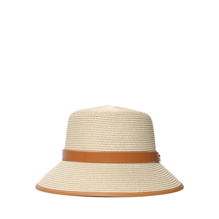 Шляпа со средними полями женская с ремешком целлюлоза бежевая ГОВЕЯ 808-744, фото 1