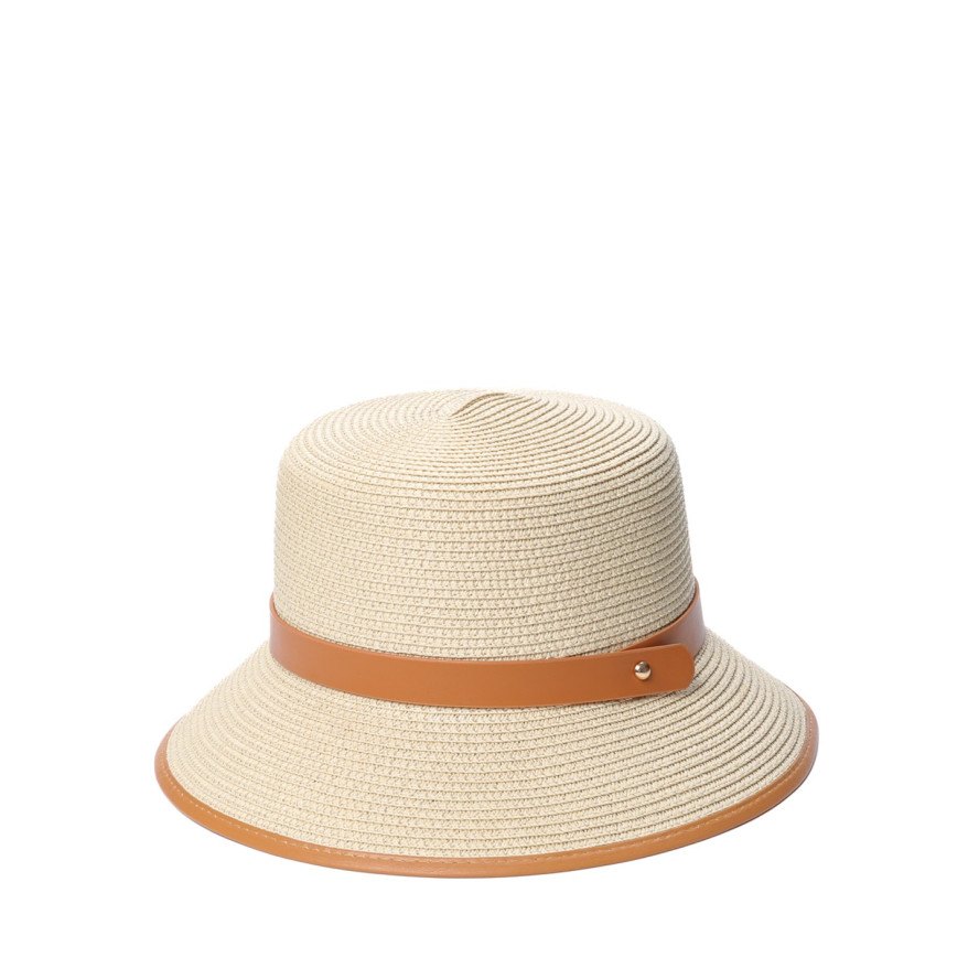 Шляпа со средними полями женская с ремешком целлюлоза бежевая ГОВЕЯ 808-744, фото 2