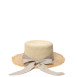 Капелюх канотьє жіночий з стрічкою-бантом рафія бежевий ПЕРТ 819-238, фото 3