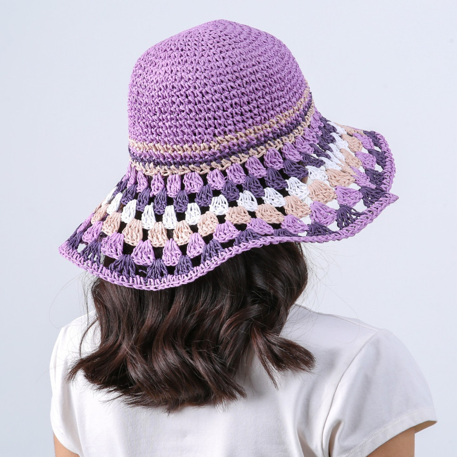 Шляпа со средними полями женская вязаная целлюлоза фиолетовая БАНБЕРИ 819-245, фото 5