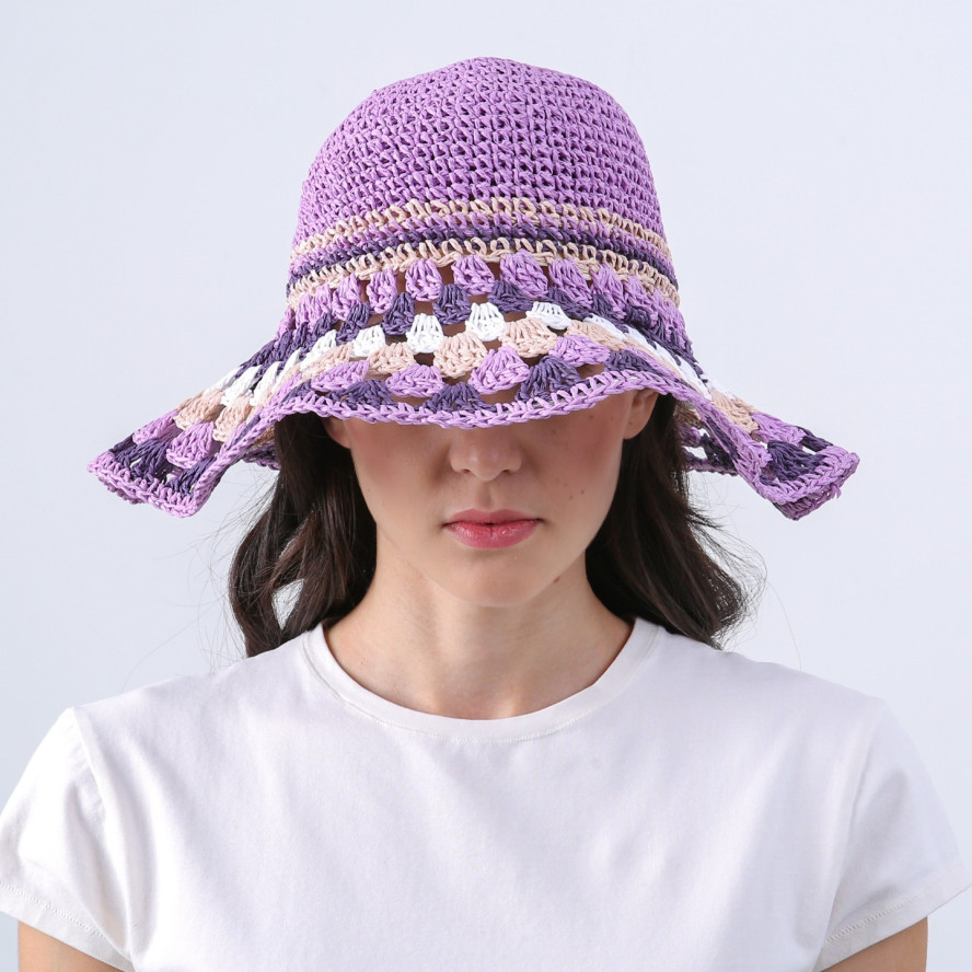 Шляпа со средними полями женская вязаная целлюлоза фиолетовая БАНБЕРИ 819-245, фото 4