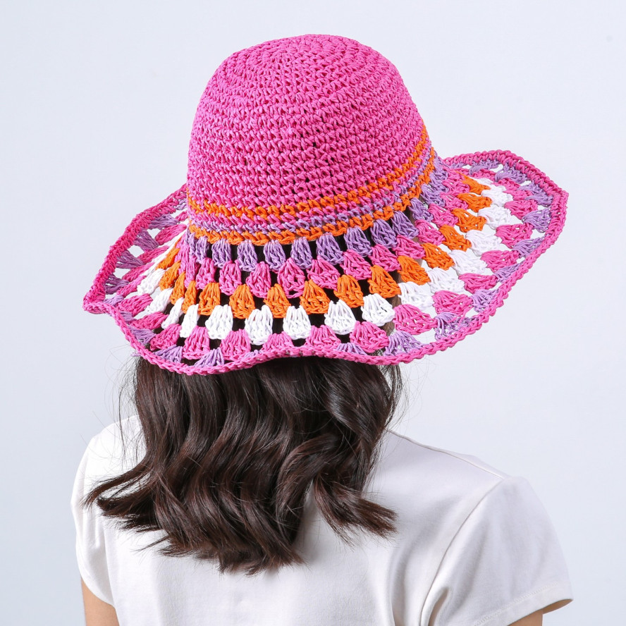 Шляпа со средними полями женская вязаная целлюлоза розовая БАНБЕРИ 819-276, фото 5