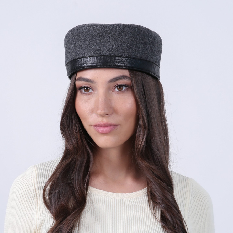 Шляпа таблетка женская шерсть серая ТЕМАРИ 902-077, фото 3