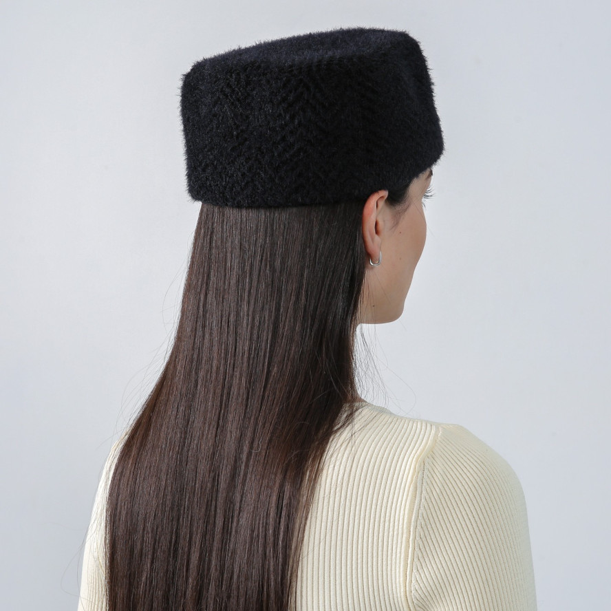 Капелюх таблетка жіночий ангора чорний КАРІОТ 938-229, фото 4