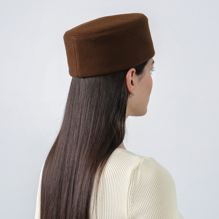 Шляпа таблетка женская шерсть коричневая ТЕМАРИ 953-635, фото 4