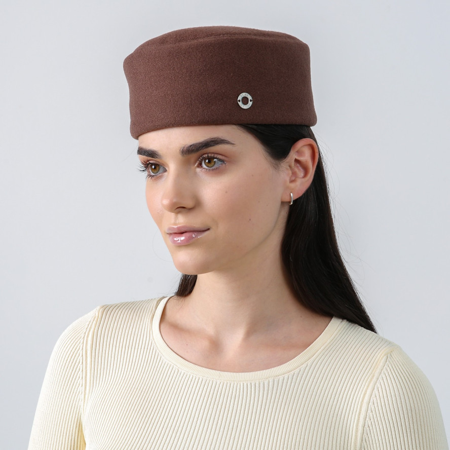 Шляпа таблетка женская шерсть коричневая ТЕМАРИ 953-666, фото 3
