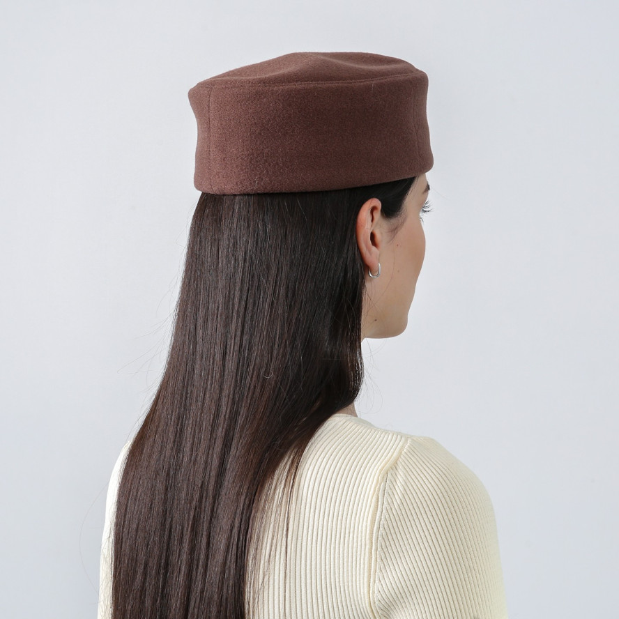 Шляпа таблетка женская шерсть коричневая ТЕМАРИ 953-666, фото 4