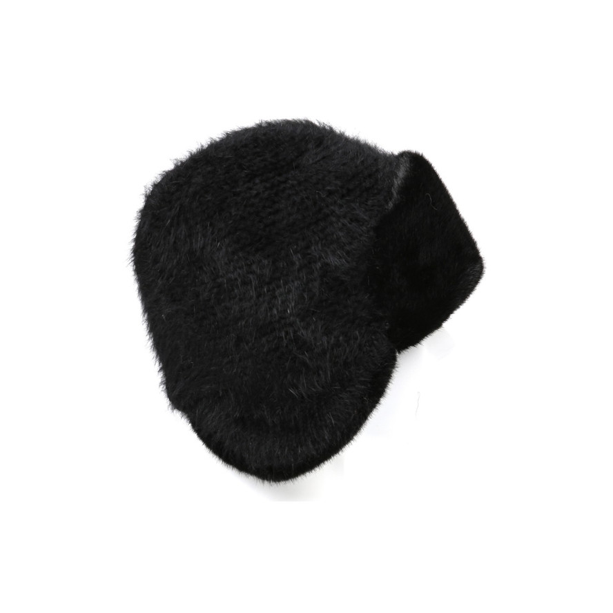 Шапка вушанка жіноча ангора зі штучним хутром чорна ДЕМА 581-166, фото 2