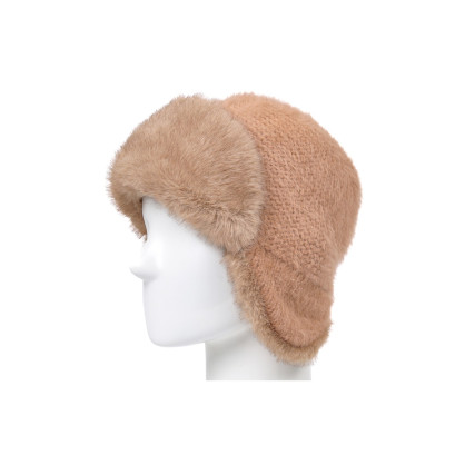 Шапка вушанка жіноча ангора зі штучним хутром коричнева ДЕМА 936-478 Шапка вушанка жіноча ангора зі штучним хутром коричнева ДЕМА 936-478