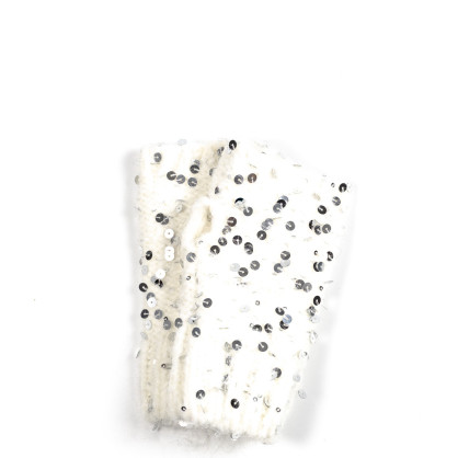 Мітенки з паєтками жіночі вовна білі ДАМІРА 580-848 Мітенки з паєтками жіночі вовна білі ДАМІРА 580-848