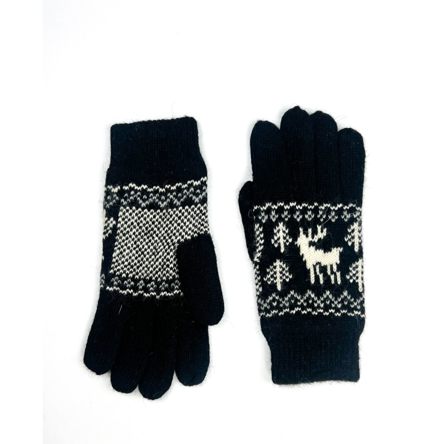 Рукавички жіночі в'язані вовна чорні ОЛЕНЬ 644-731, фото 2