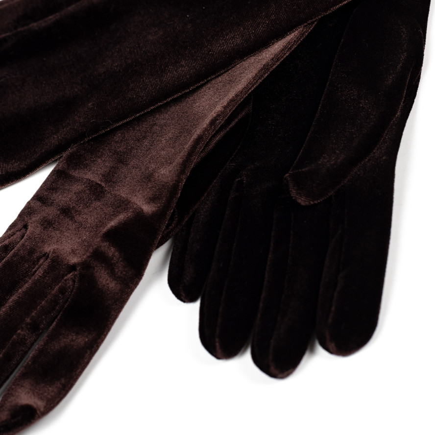 Рукавички жіночі довгі велюр коричневі ХЕЛЕН 688-804, фото 4