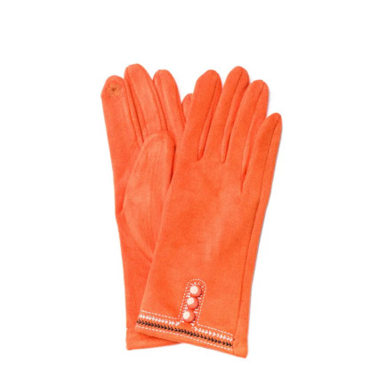 Перчатки Smart Touch женские экозамш оранжевые ЭЙЛА 688-606