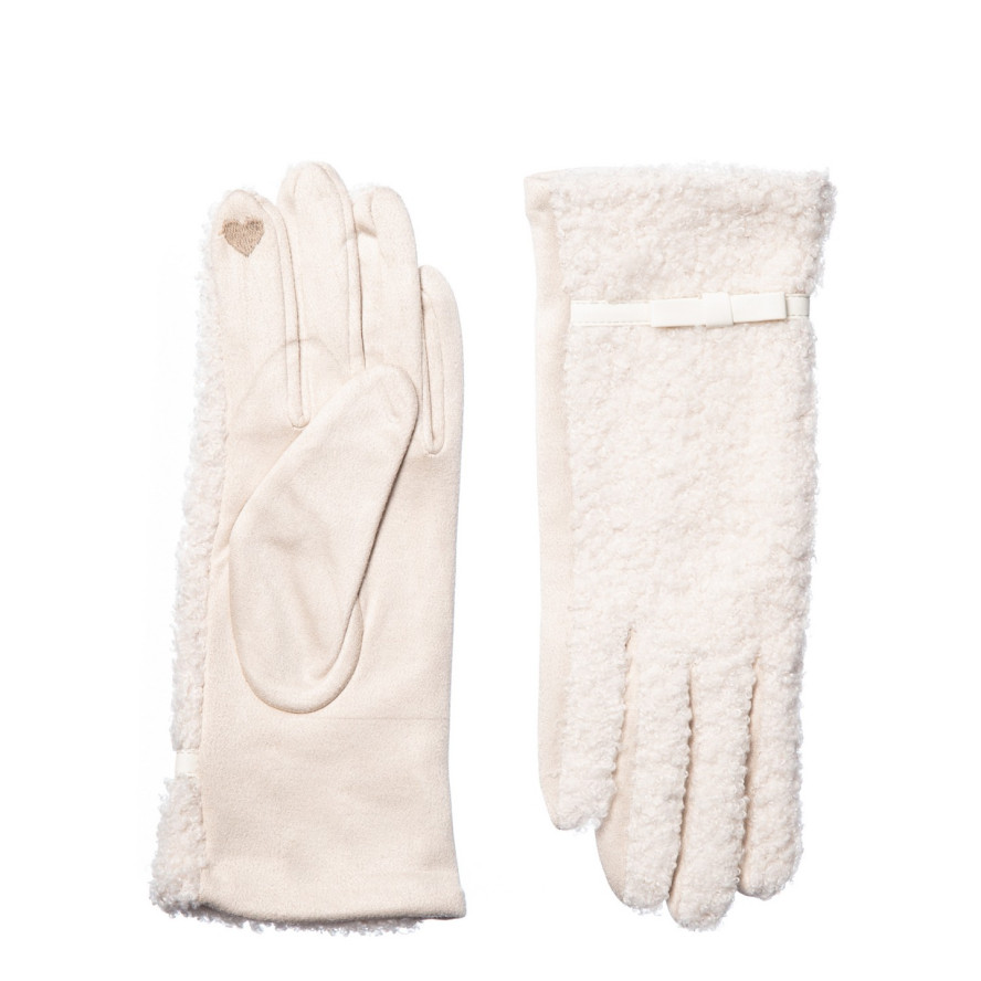 Рукавички Smart Touch жіночі штучне хутро каракуль / екозамш білі ЕЛІЗ 238-923, фото 2