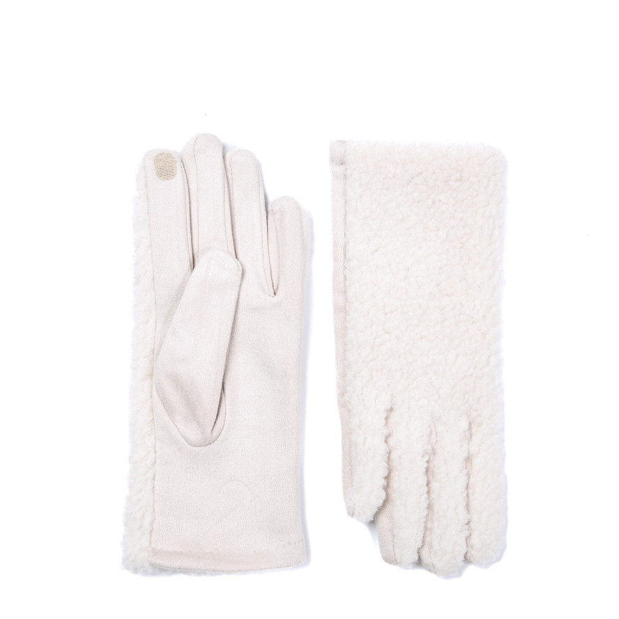 Рукавички Smart Touch жіночі баранчик / екозамш білі АСОЛЬ 925-175, фото 2
